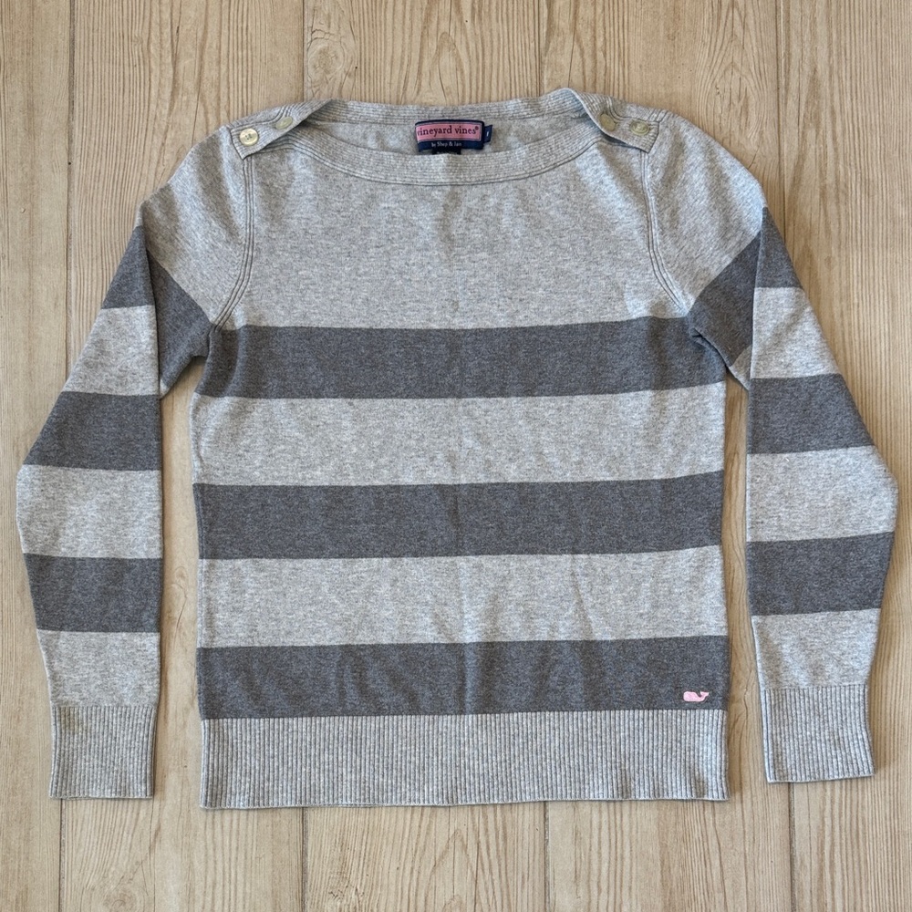 Vineyard Vines Gray Striped Sweater Medium